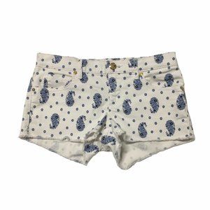 Juicy Couture White Paisley Denim Shorts